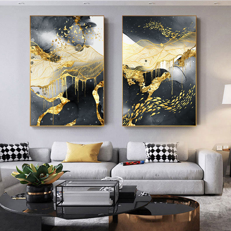 Golden Black And White Wall Art